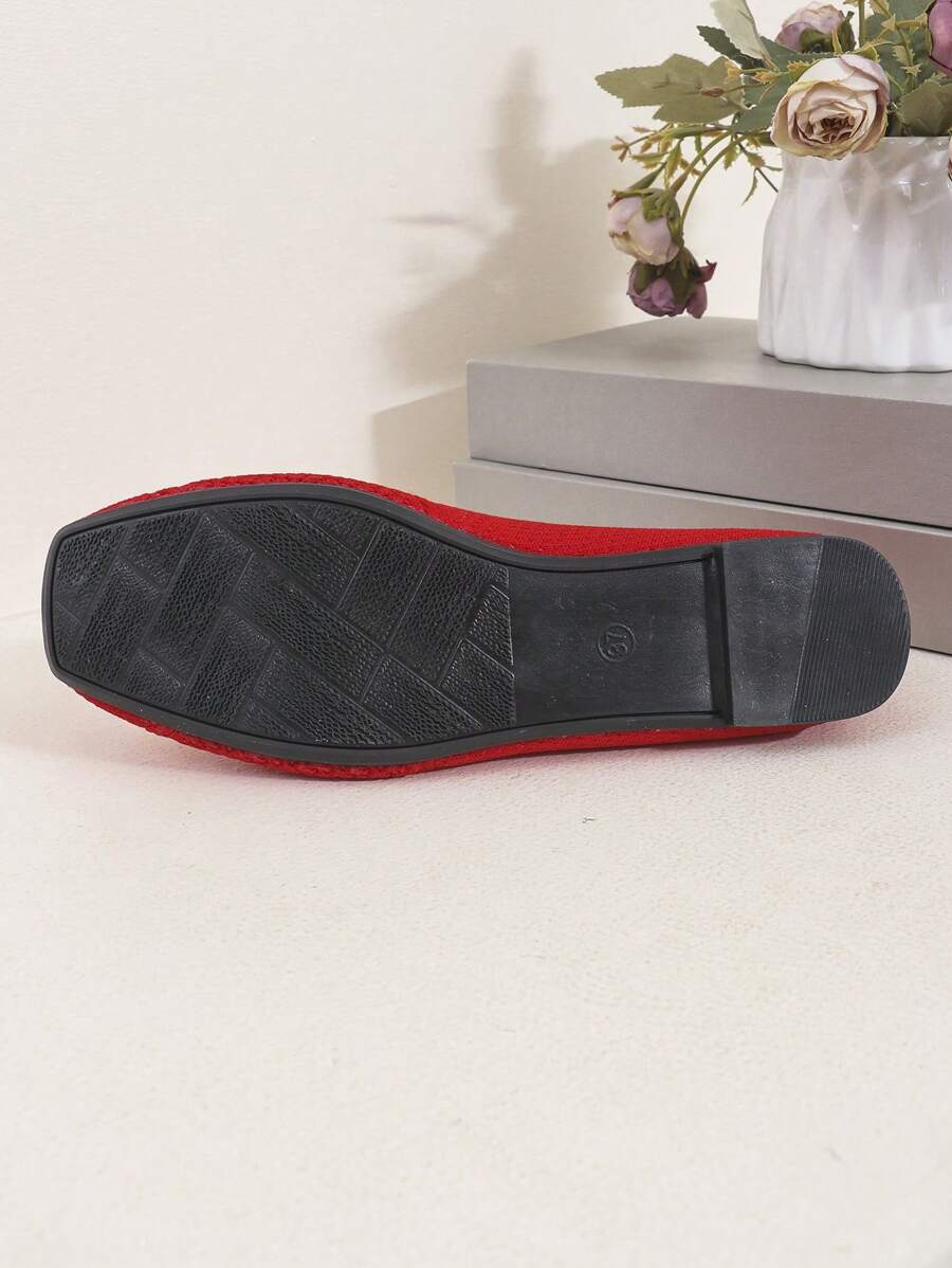 Women's Everyday Knitted Loafers – Comfortable Breathable Square Toe Flats