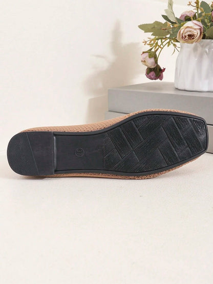 Women's Everyday Knitted Loafers – Comfortable Breathable Square Toe Flats