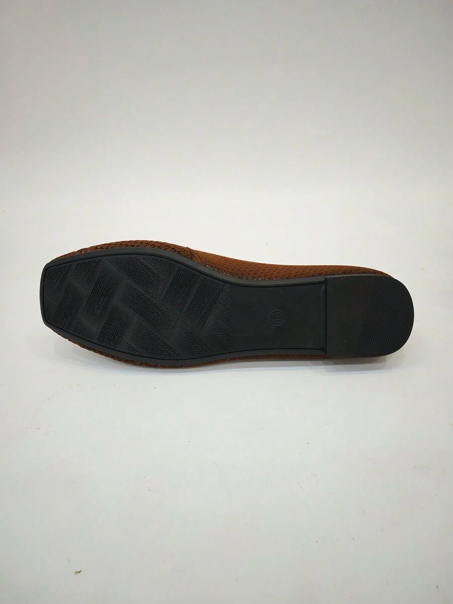 Women's Everyday Knitted Loafers – Comfortable Breathable Square Toe Flats