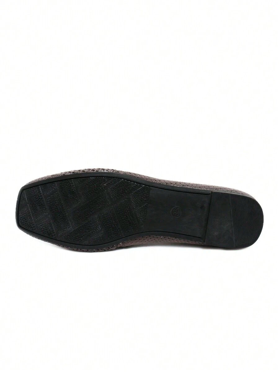 Women's Everyday Knitted Loafers – Comfortable Breathable Square Toe Flats