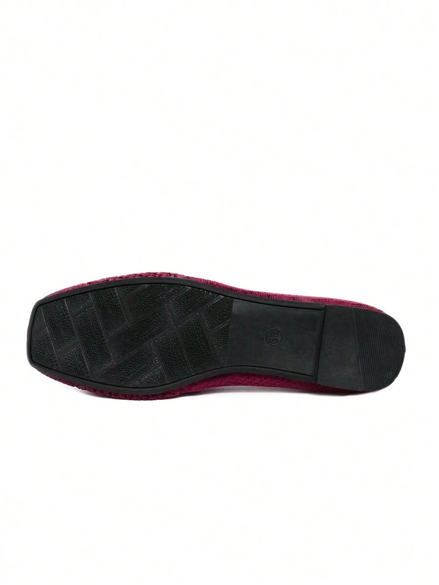 Women's Everyday Knitted Loafers – Comfortable Breathable Square Toe Flats