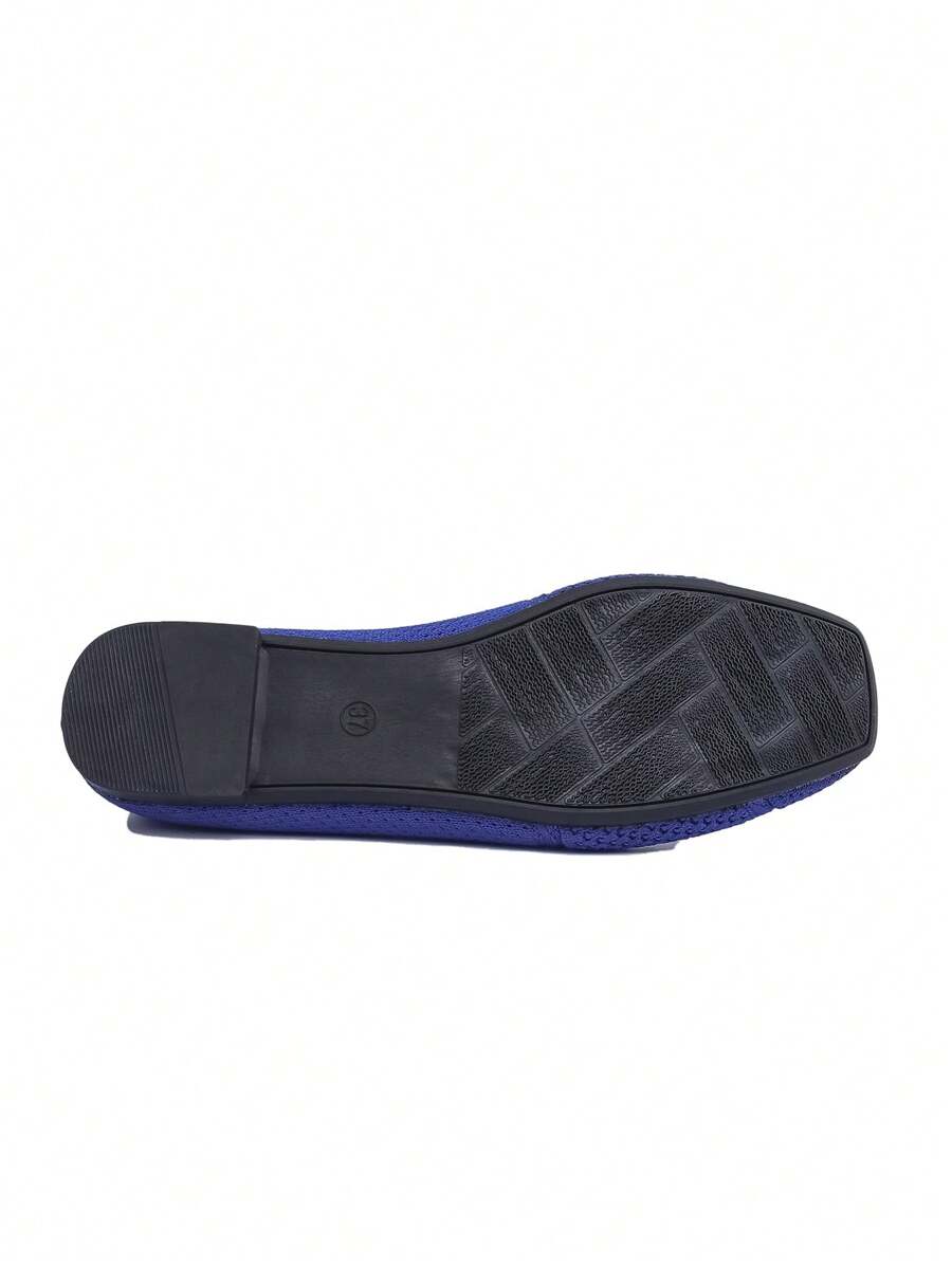 Women's Everyday Knitted Loafers – Comfortable Breathable Square Toe Flats