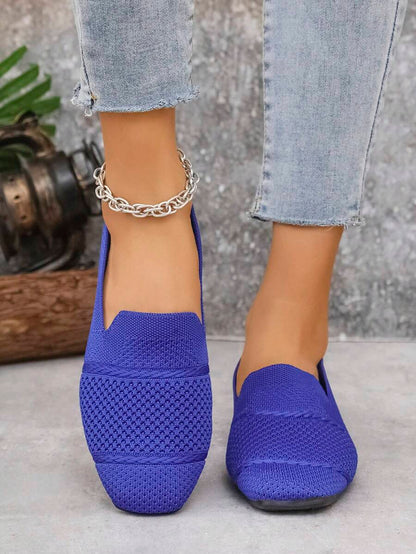 Women's Everyday Knitted Loafers – Comfortable Breathable Square Toe Flats