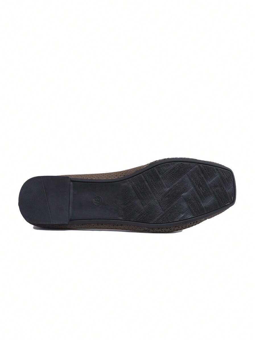Women's Everyday Knitted Loafers – Comfortable Breathable Square Toe Flats