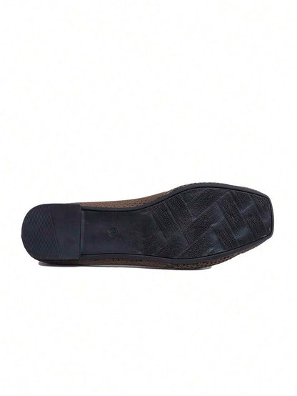 Women's Everyday Knitted Loafers – Comfortable Breathable Square Toe Flats