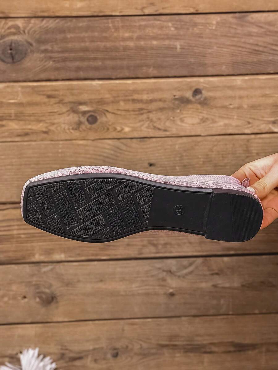 Women's Everyday Knitted Loafers – Comfortable Breathable Square Toe Flats