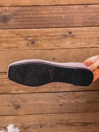 Women's Everyday Knitted Loafers – Comfortable Breathable Square Toe Flats