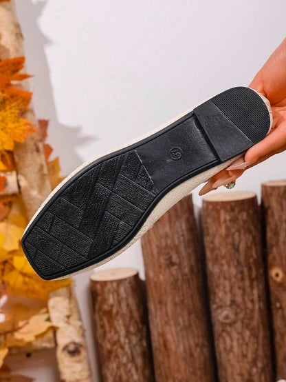 Women's Everyday Knitted Loafers – Comfortable Breathable Square Toe Flats