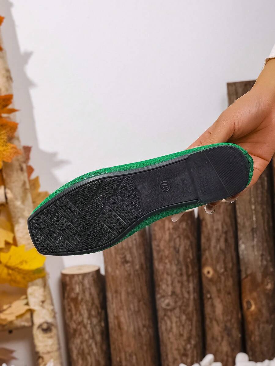 Women's Everyday Knitted Loafers – Comfortable Breathable Square Toe Flats