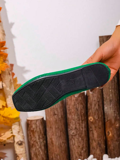 Women's Everyday Knitted Loafers – Comfortable Breathable Square Toe Flats