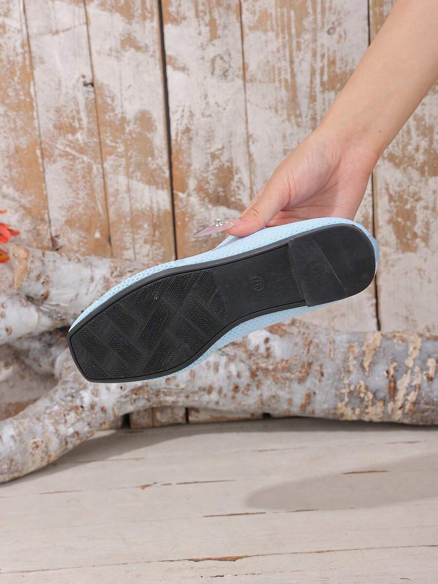 Women's Everyday Knitted Loafers – Comfortable Breathable Square Toe Flats