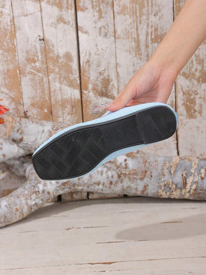 Women's Everyday Knitted Loafers – Comfortable Breathable Square Toe Flats