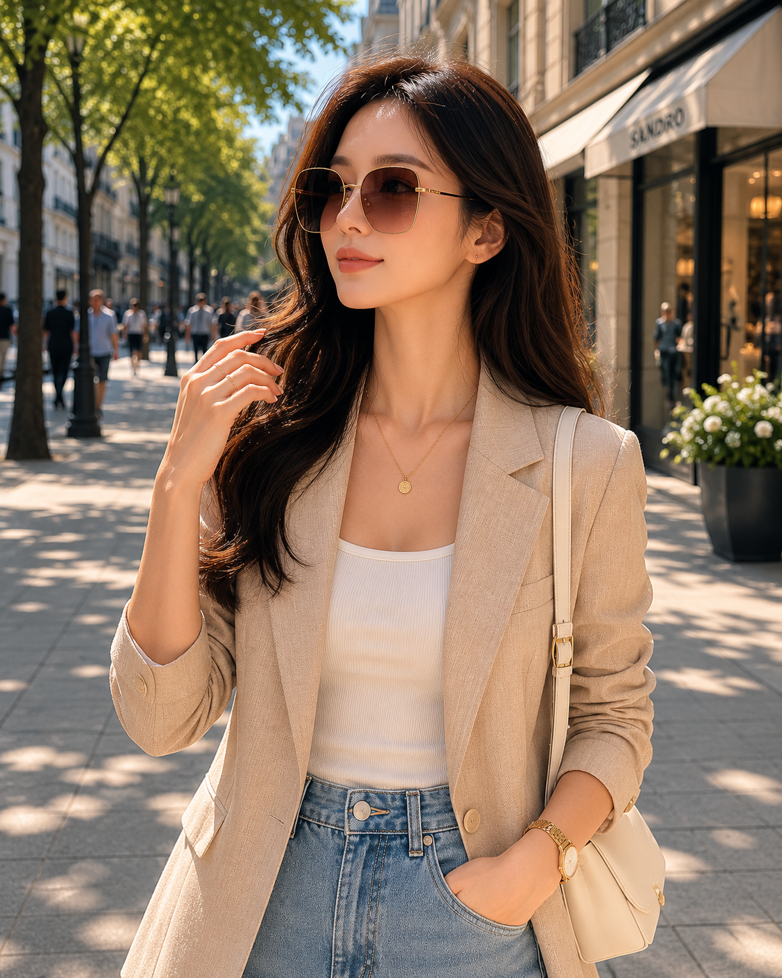 Women's Fashion Metal Large Frame Fade Light Driving Sunglasses