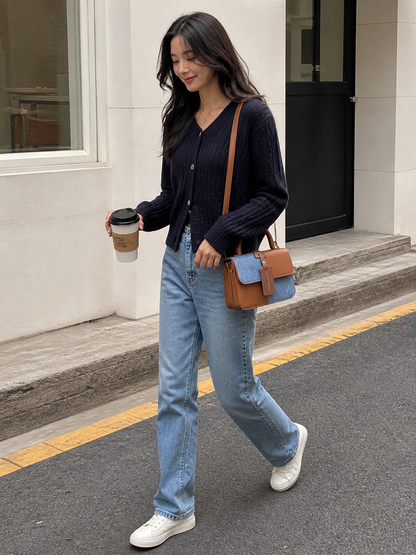 Color Spliced Ladies Girls Crossbody Bag