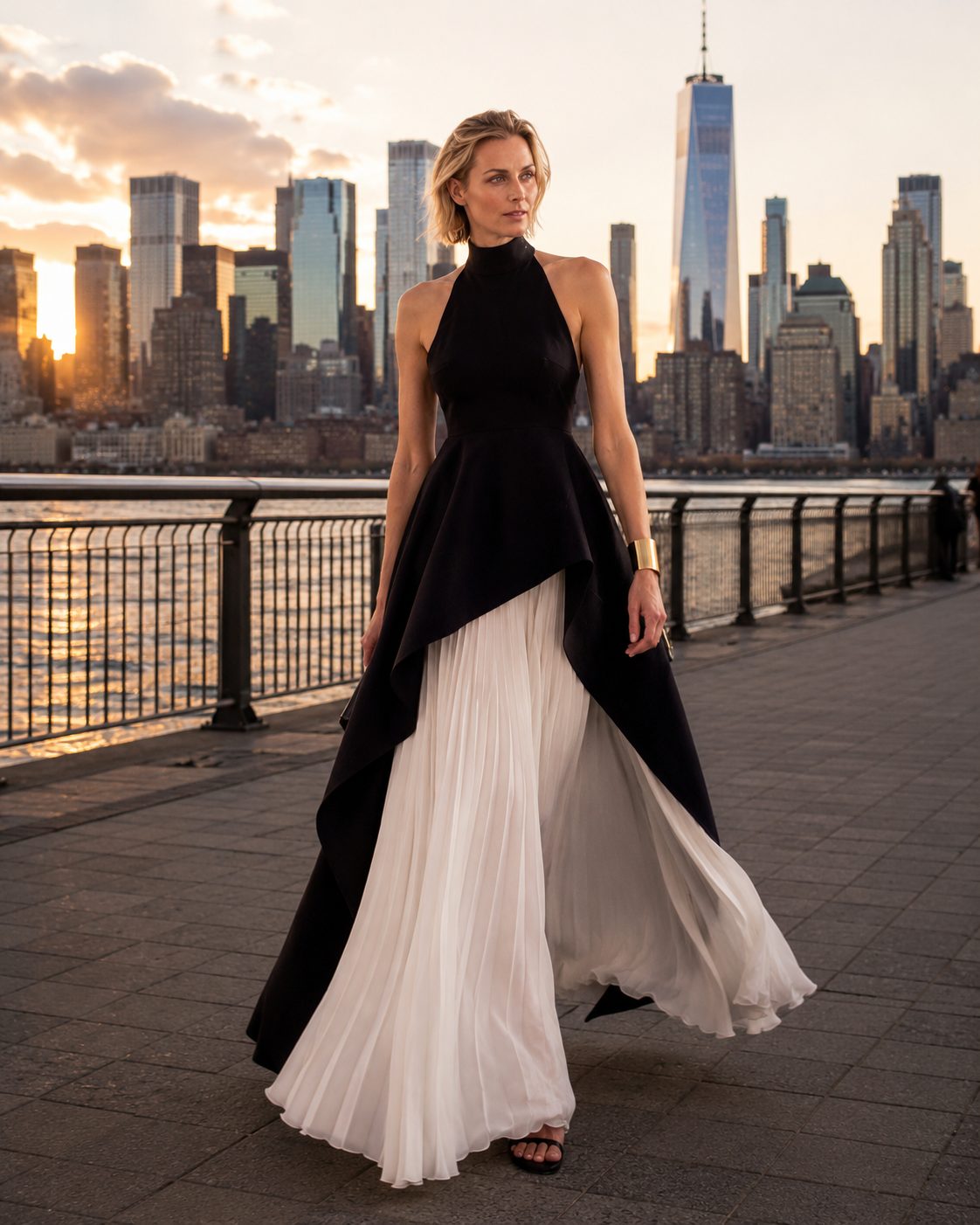 Mariella Aubert Elegant Halter Top & Pleated Skirt Set for Women