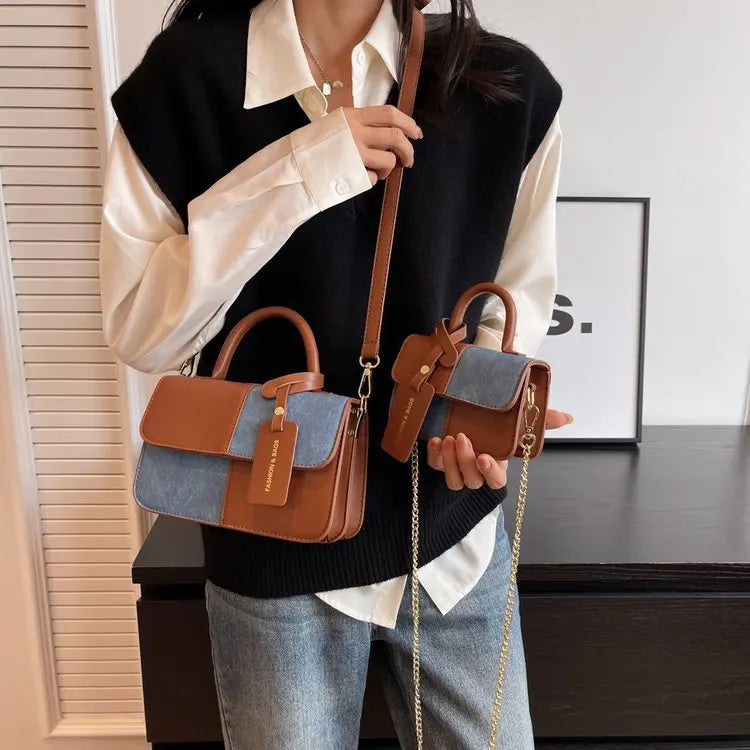 Color Spliced Ladies Girls Crossbody Bag