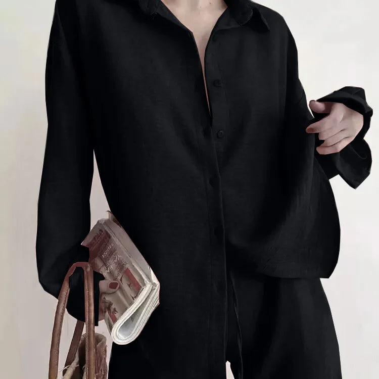 Mariella Aubert Cotton Linen Women Shirt Pants Plus Size Women's Set